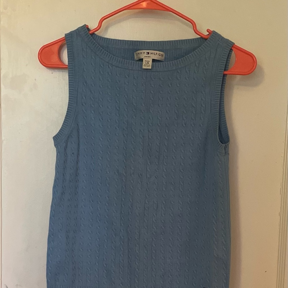 Tommy Hilfiger Light Blue Cable Knit Tank Top